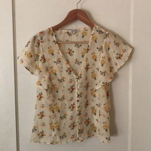 Madewell Silk Flutter sleeve blouse